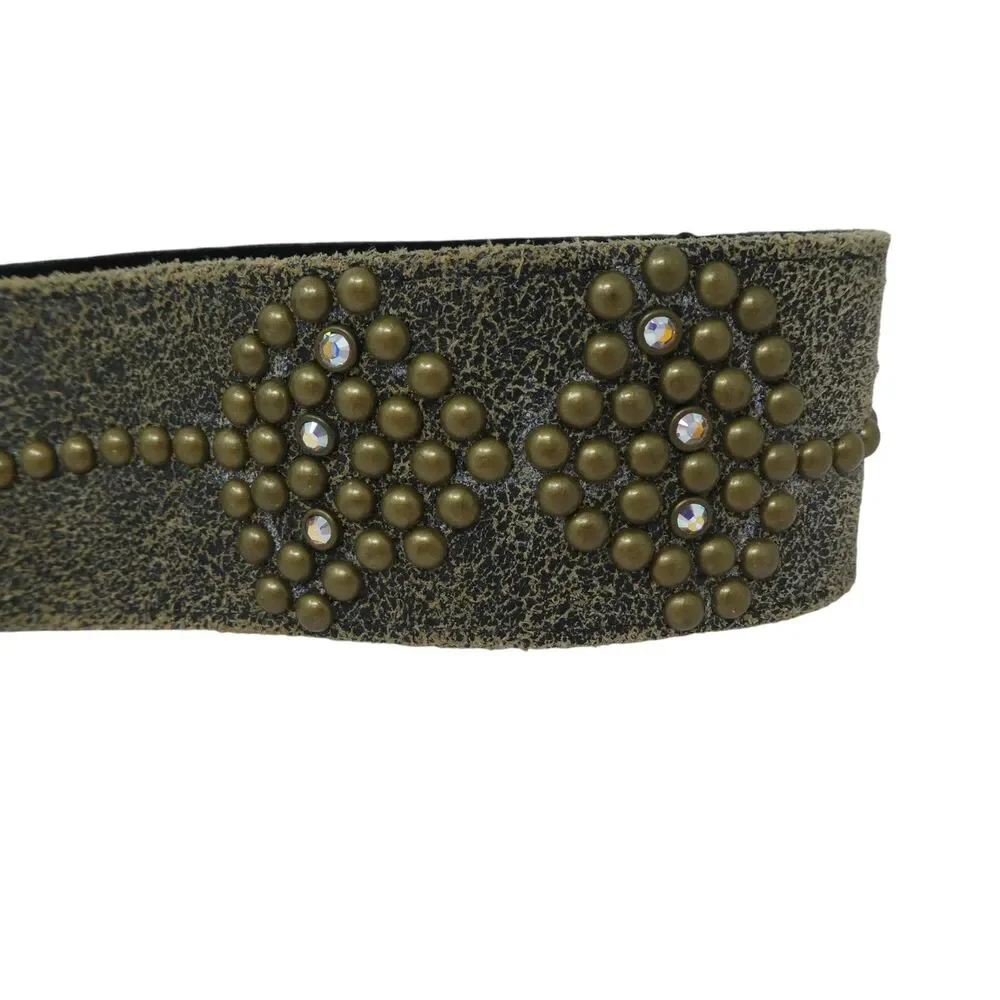 Raina Design Brown Leather Brass Studded Boho Festival Belt